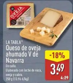 ALDI La tabla - queso de oveja ahumado v de navarra oferta