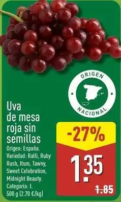 ALDI Uva de mesa roja sin semillas oferta