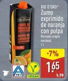 ALDI Rio d'oro - zumo exprimido de naranja con pulpa oferta