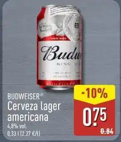 ALDI Budweiser - cerveza lager americana oferta