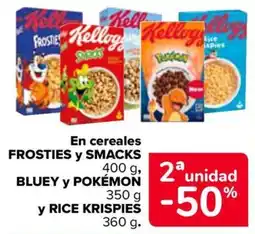 Carrefour Kellogg's Frosties y Smacks Bluey y Pokémon y Rice Krispies oferta