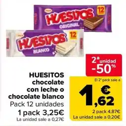 Carrefour Huesitos chocolate con leche o chocolate blanco oferta