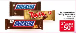 Carrefour Twix y snickers En chocolatinas oferta