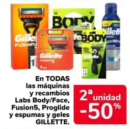 Carrefour Gillette labs body face fusion5 proglide espumas geles oferta