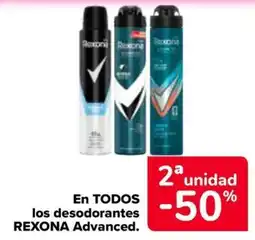 Carrefour Rexona Advanced en todos los desodorantes oferta