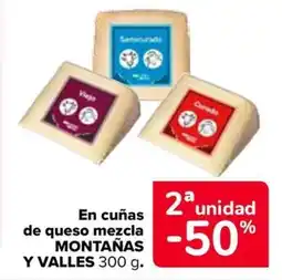 Carrefour Montañas y Valles En cuñas de queso mezcla oferta