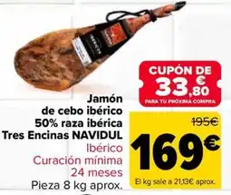 Carrefour Tres Encinas Jamón de cebo ibérico oferta