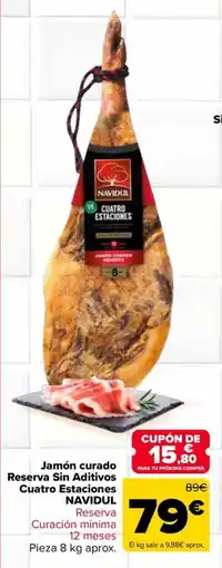 Carrefour Navidul jamón curado reserva sin aditivos cuatro estaciones oferta