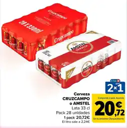 Carrefour Cerveza Cruzcampo o Amstel oferta