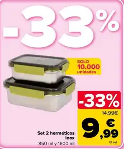 Carrefour Set 2 herméticos inox oferta