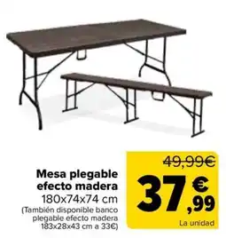 Carrefour Mesa plegable efecto madera oferta