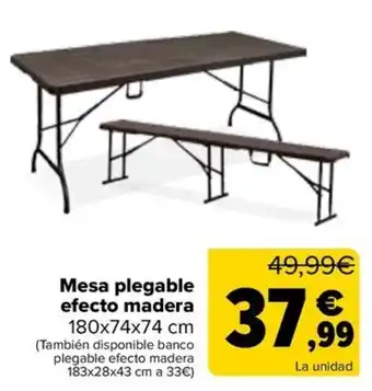 Mesa plegable efecto madera