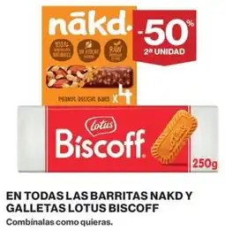 El Corte Inglés En todas las barritas nakd y galletas lotus biscoff oferta