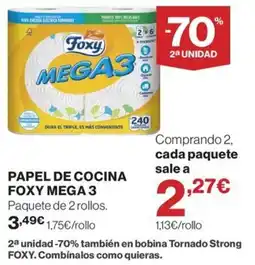 El Corte Inglés Foxy papel de cocina mega 3 oferta
