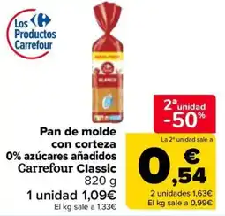 Carrefour Carrefour Classic Pan de molde con corteza oferta