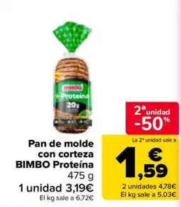 Carrefour Bimbo pan de molde con corteza proteína oferta