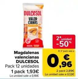 Carrefour Dulcesol magdalenas valencianas oferta