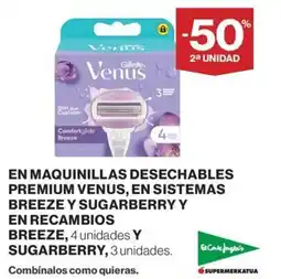 El Corte Inglés Gillette Venus en maquinillas desechables premium venus en sistemas breeze y sugarberry y en recambios breeze sugarberry oferta