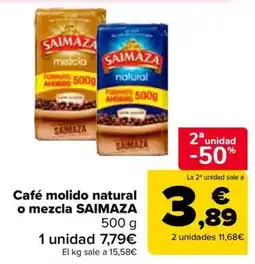 Carrefour Saimaza café molido natural o mezcla oferta