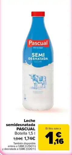 Carrefour Leche semidesnatada PASCUAL oferta