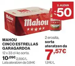 El Corte Inglés Mahou cinco estrellas garagardoa oferta