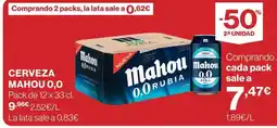 El Corte Inglés Mahou 0,0 rubia oferta