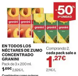El Corte Inglés granini nectares de zumo concentrado oferta