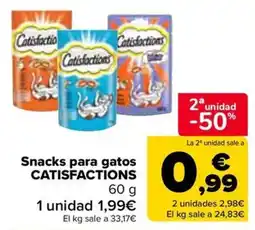 Carrefour Catisfactions snacks para gatos oferta