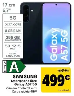 Carrefour samsung smartphone libre galaxy a57 5g oferta