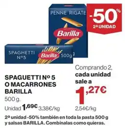 El Corte Inglés Barilla spaghetti n° 5 o macarrones oferta