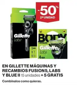 El Corte Inglés En gillette máquinas y recambios fusion5, labs y blue ii 15 unidades + 5 gratis oferta