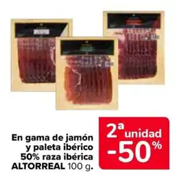 Carrefour Altorreal En gama de jamón y paleta ibérico 50% raza ibérica oferta