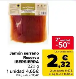 Carrefour Ibersierra jamón serrano reserva oferta