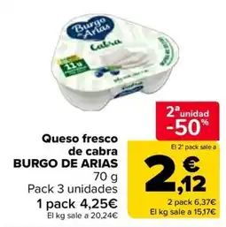 Carrefour Burgo de Arias queso fresco de cabra oferta
