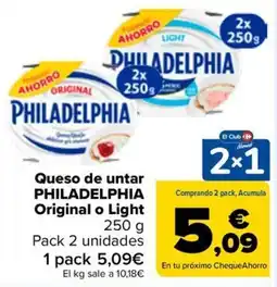 Carrefour Philadelphia Queso de untar Original o Light oferta
