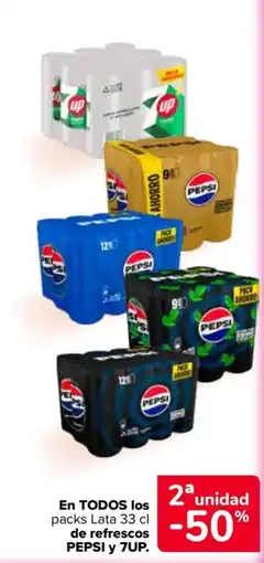 Carrefour Pepsi y 7up en todos los de refrescos oferta