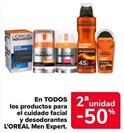 Carrefour L'oreal men expert en todos los productos para el cuidado y desodorantes oferta