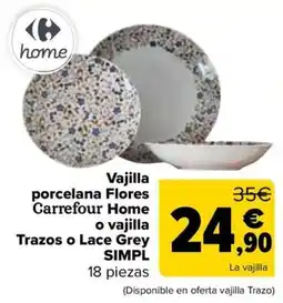 Carrefour Carrefour Home vajilla porcelana Flores o vajilla Trazos o Lace Grey SIMPL oferta