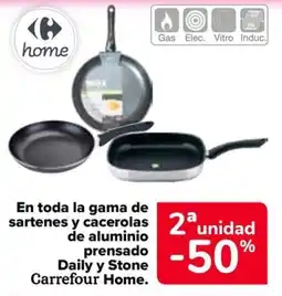 Carrefour Carrefour Home sartenes y cacerolas de aluminio prensado Daily y Stone oferta