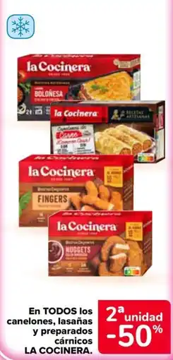 Carrefour La cocinera canelones lasañas preparados cárnicos oferta