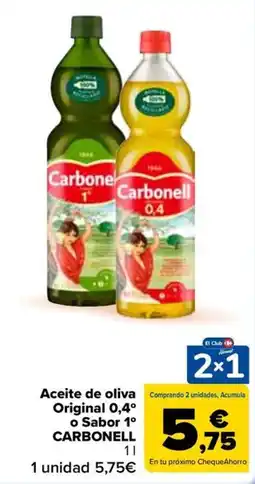 Carrefour Carbonell Aceite de oliva Original 0,4° o Sabor 1° oferta