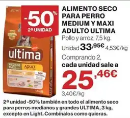 El Corte Inglés ultima alimento seco para perro medium y maxi adulto oferta