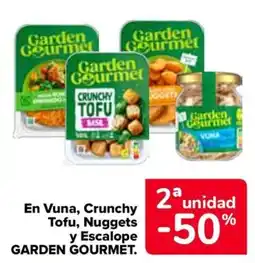 Carrefour Garden Gourmet vuna, crunchy tofu, nuggets y escalope oferta