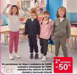 Carrefour Tex pantalones de felpa o sudadera oferta
