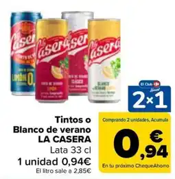 Carrefour La casera tintos o blanco de verano oferta