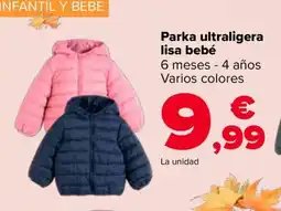Carrefour Parka ultraligera lisa bebé oferta