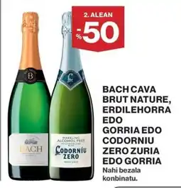 El Corte Inglés Bach cava brut nature, erdilehorra edo gorria edo codorniu zero zuria edo gorria oferta