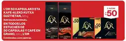 El Corte Inglés L'or espresso 50 kapsulako eta kafe-aleko kutxa guztietan oferta