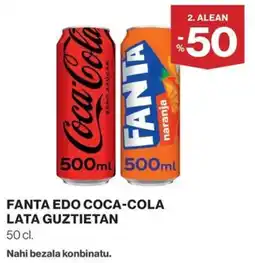 El Corte Inglés Fanta edo coca-cola lata guztietan oferta