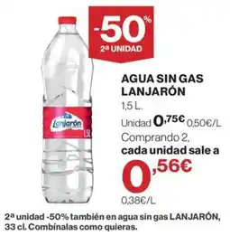 El Corte Inglés Agua sin gas Lanjarón oferta